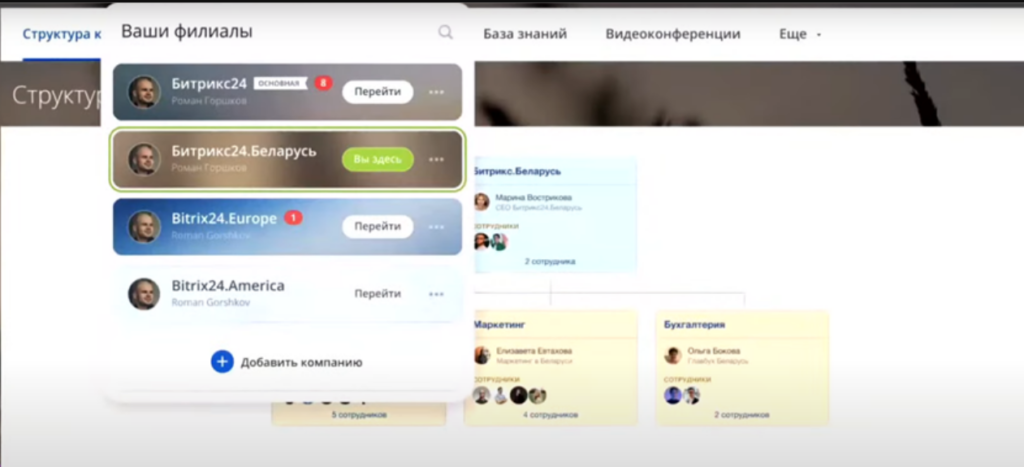Доступны филиалы в Битрикс24